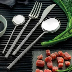 Viadurini Kitchen Besteck Set-24 Besteck aus poliertem geschmiedetem Stahl mit Origami, hergestellt in Italien - Osaka