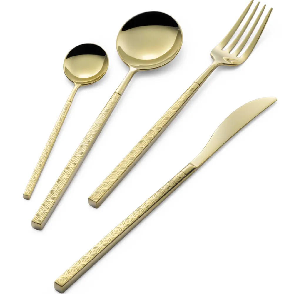 Viadurini Kitchen Besteck Set-24 Besteck aus poliertem geschmiedetem Stahl mit Origami, hergestellt in Italien - Osaka