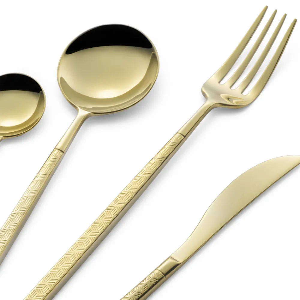 Viadurini Kitchen Besteck Set-24 Besteck aus poliertem geschmiedetem Stahl mit Origami, hergestellt in Italien - Osaka