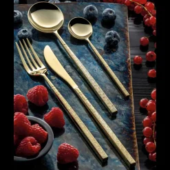 Viadurini Kitchen Besteck Set-24 Besteck aus poliertem geschmiedetem Stahl mit Origami, hergestellt in Italien - Osaka