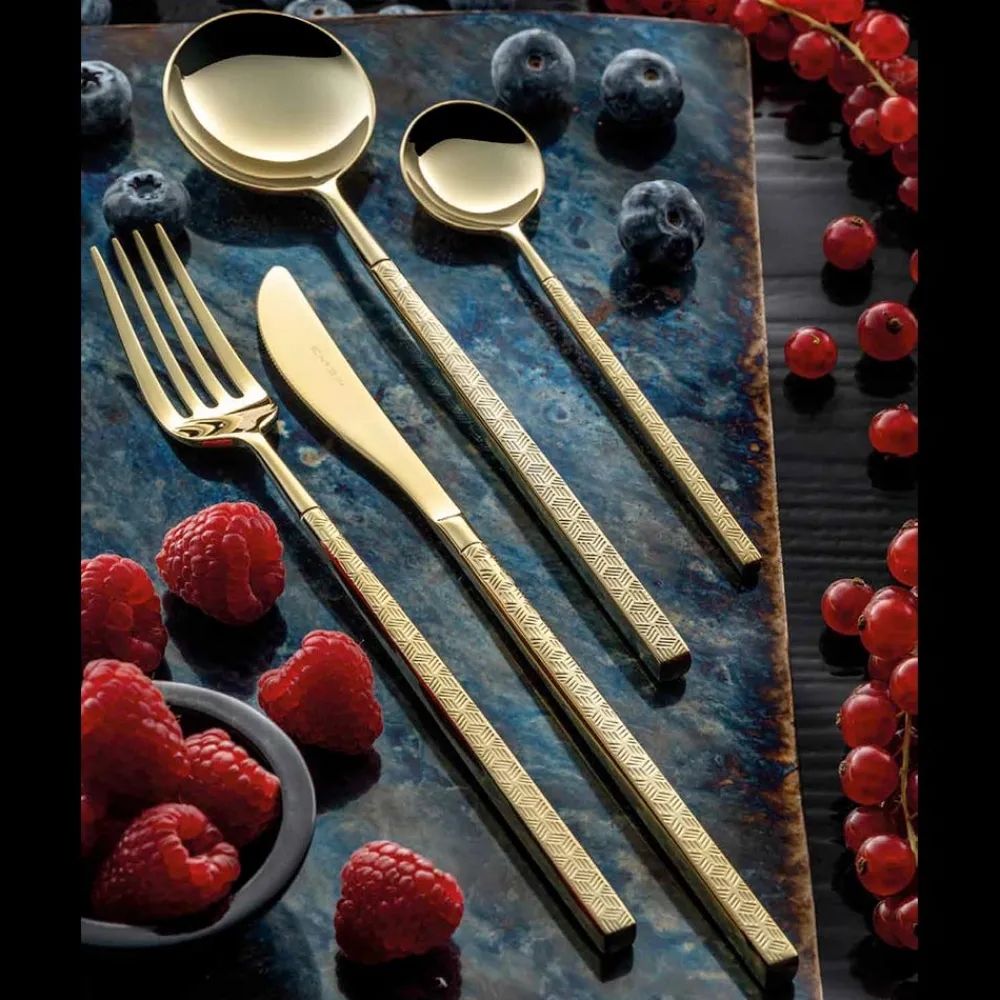 Viadurini Kitchen Besteck Set-24 Besteck aus poliertem geschmiedetem Stahl mit Origami, hergestellt in Italien - Osaka