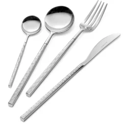 Viadurini Kitchen Besteck Set-24 Besteck aus poliertem geschmiedetem Stahl mit Origami, hergestellt in Italien - Osaka