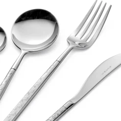 Viadurini Kitchen Besteck Set-24 Besteck aus poliertem geschmiedetem Stahl mit Origami, hergestellt in Italien - Osaka