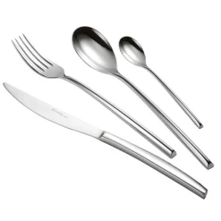 Viadurini Kitchen Besteck Set-24 Besteck aus poliertem Stahl Elegantes dreieckiges Design Made in Italy - Caplin