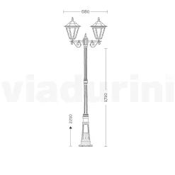 Viadurini Lighting Gartenlampion-221 cm hohe Gartenlampe aus Glas und 5 Aluminiumausführungen - Pinako