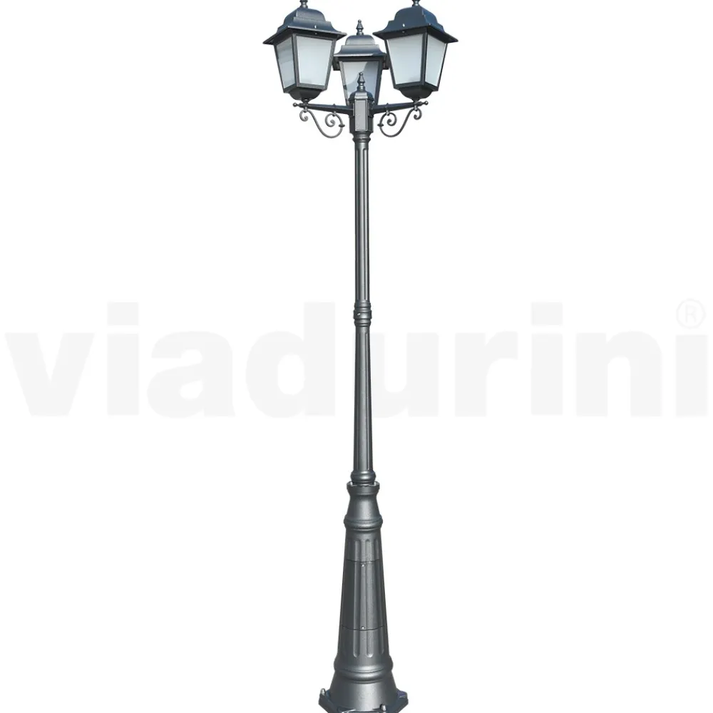 Viadurini Lighting Gartenlampion-249 cm hohe Straßenlaterne aus Anthrazitglas und Aluminium Made in Italy - Scintilla