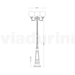 Viadurini Lighting Gartenlampion-242 cm hohe Straßenlaterne aus schwarzem Acryl und Aluminium, hergestellt in Italien - Trovanero