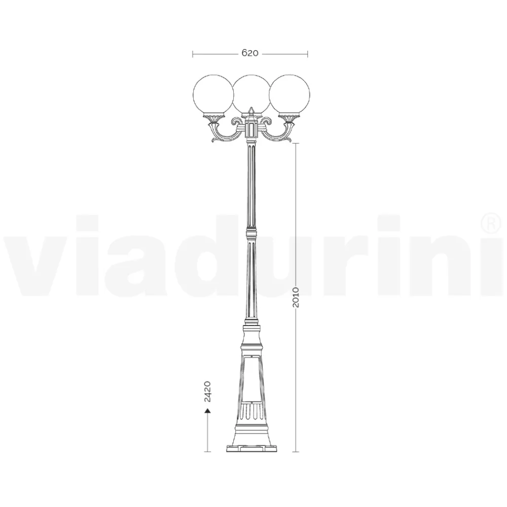 Viadurini Lighting Gartenlampion-242 cm hohe Straßenlaterne aus schwarzem Acryl und Aluminium, hergestellt in Italien - Trovanero