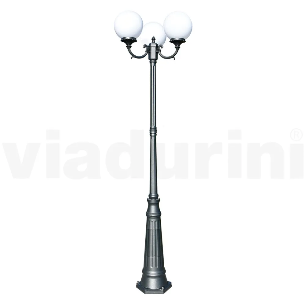 Viadurini Lighting Gartenlampion-242 cm hohe Straßenlaterne aus Acryl und anthrazitfarbenem Aluminium. Hergestellt in Italien - Trovaantracite
