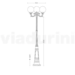 Viadurini Lighting Gartenlampion-242 cm hohe Straßenlaterne aus Acryl und anthrazitfarbenem Aluminium. Hergestellt in Italien - Trovaantracite