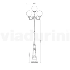 Viadurini Lighting Gartenlampion-270 cm hohe Straßenlaterne aus Acryl und anthrazitfarbenem Aluminium. Hergestellt in Italien - Trovaantracite