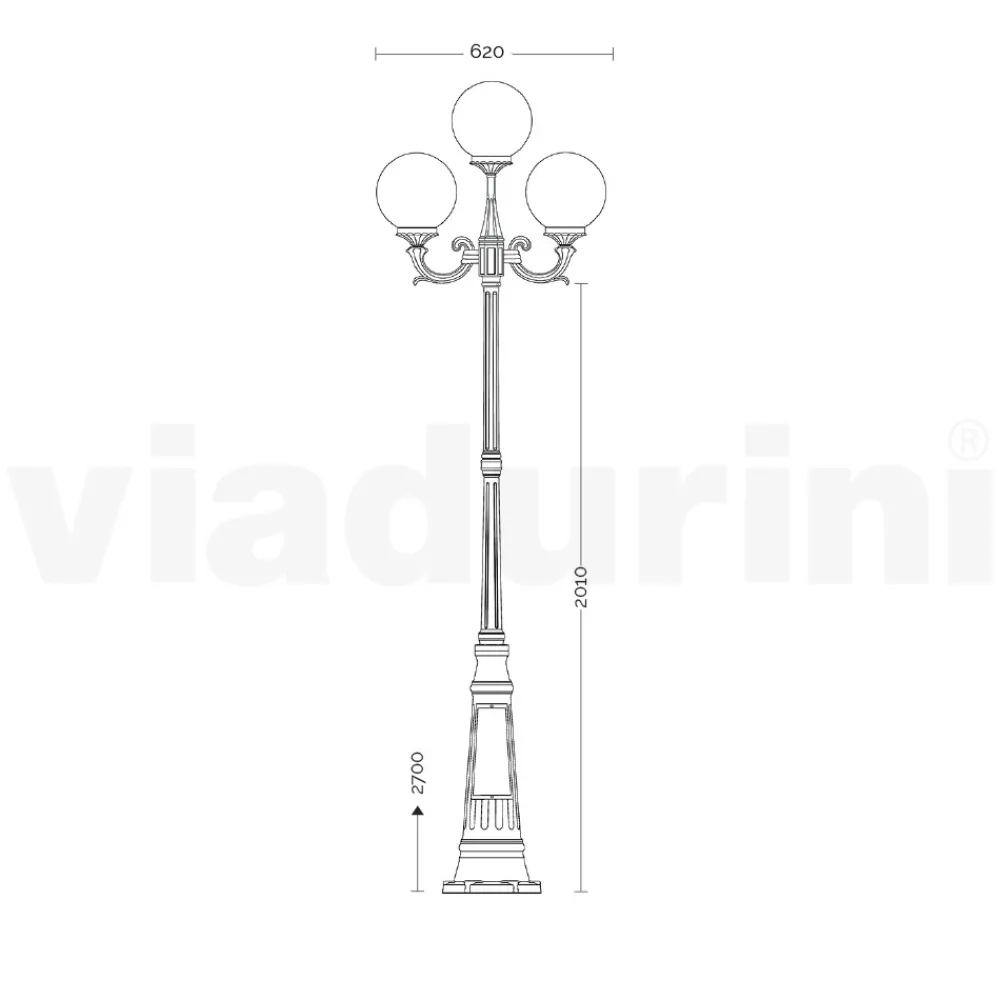 Viadurini Lighting Gartenlampion-270 cm hohe Straßenlaterne aus Acryl und anthrazitfarbenem Aluminium. Hergestellt in Italien - Trovaantracite