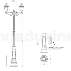 Viadurini Lighting Gartenlampion-255 cm hohe Straßenlaterne aus Anthrazitglas und Aluminium Made in Italy - Scintilla