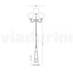 Viadurini Lighting Gartenlampion-270 cm hohe Straßenlaterne aus schwarzem Acryl und Aluminium, hergestellt in Italien - Trovanero