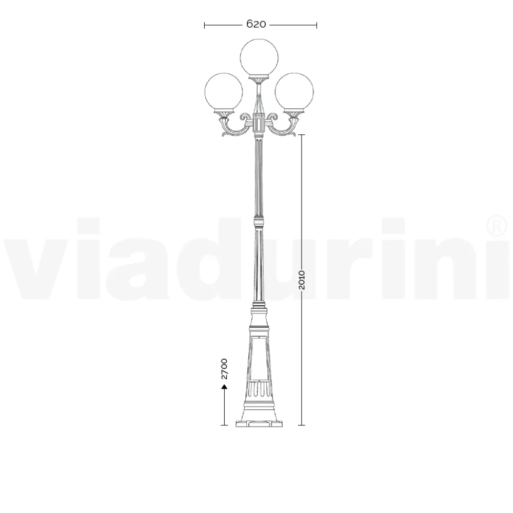 Viadurini Lighting Gartenlampion-270 cm hohe Straßenlaterne aus weißem Acryl und Aluminium, hergestellt in Italien - Trovabianco