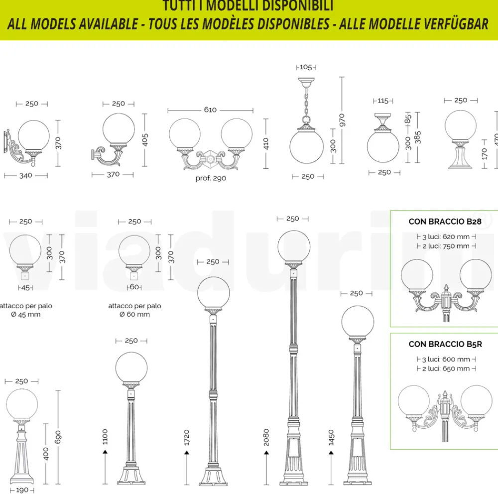 Viadurini Lighting Gartenlampion-270 cm hohe Straßenlaterne aus weißem Acryl und Aluminium, hergestellt in Italien - Trovabianco