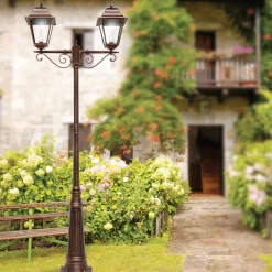 Viadurini Lighting Gartenlampion-264 cm hohe Straßenlaterne für den Garten aus Glas und Aluminiumdruckguss - Alchemist