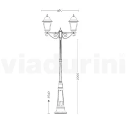Viadurini Lighting Gartenlampion-264 cm hohe Straßenlaterne für den Garten aus Glas und Aluminiumdruckguss - Alchemist