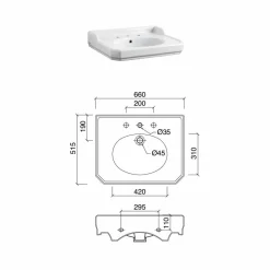 Viadurini Bathroom Vintage Waschbecken|Keramikwaschbecken-65 cm Keramik-Badezimmerkonsole mit Metallfüßen Made in Italy Nausica