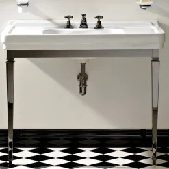 Viadurini Bathroom Vintage Waschbecken|Keramikwaschbecken-105 cm Vintage weiße Keramik-Badezimmerkonsole mit Füßen, Made in Italy - Marwa