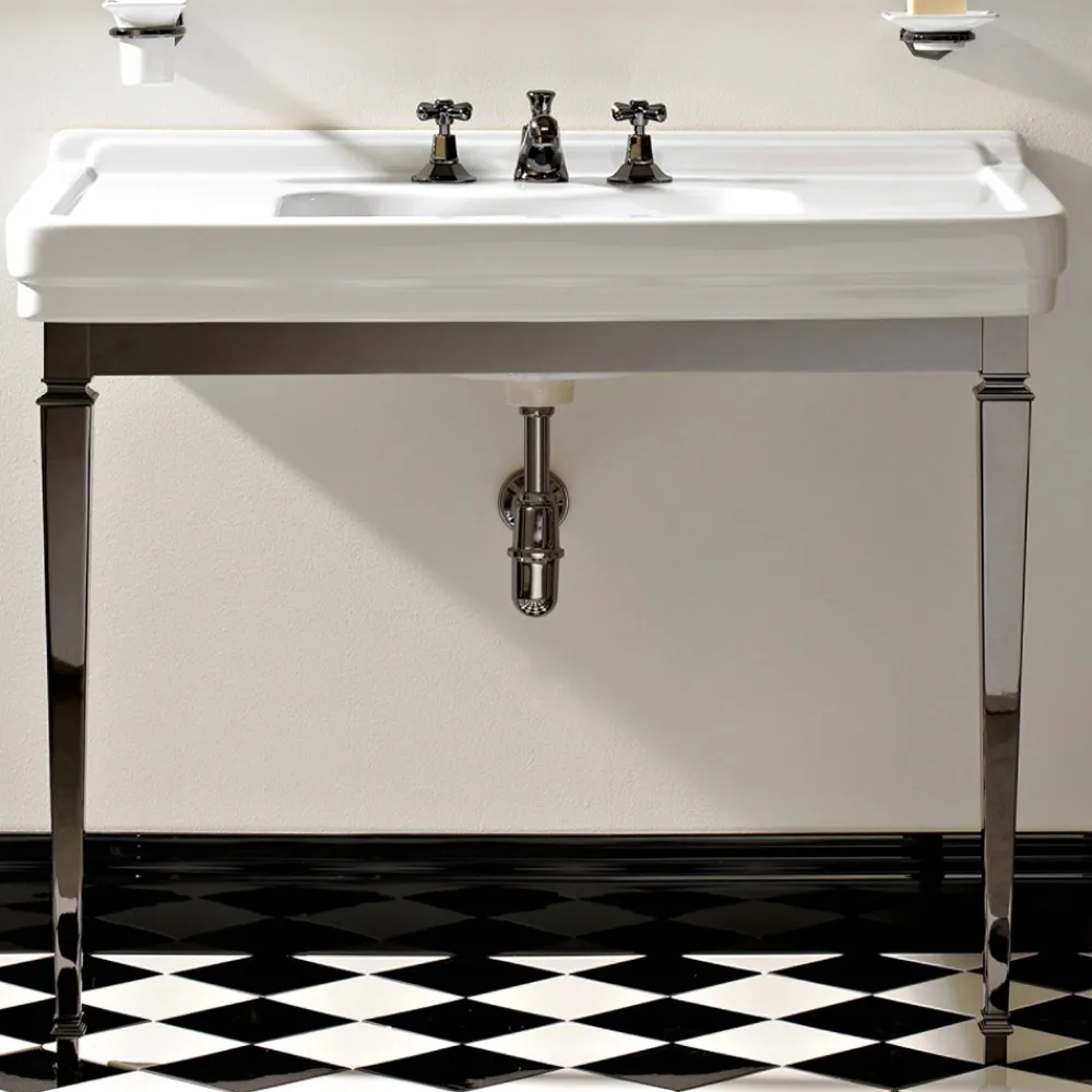 Viadurini Bathroom Vintage Waschbecken|Keramikwaschbecken-105 cm Vintage weiße Keramik-Badezimmerkonsole mit Füßen, Made in Italy - Marwa
