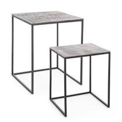 Viadurini Living Moderne Couchtische-2 Couchtische aus Homemotion-Aluminium und lackiertem Stahl - Sereno