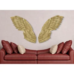 Viadurini Decor Religiöse Bilder-2 3D-Dekorplatten aus goldenem Eisen mit der Darstellung eines Flügelpaars - Tony