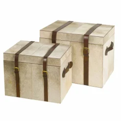 Viadurini Living Truhen Und Sitztruhe-2 Designstämme in Grau Pony Ritini, groß und klein