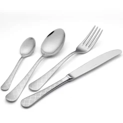 Viadurini Kitchen Besteck Set-24 Edelstahlbesteck mit Damaskus-Laserdekor in modernem Design - Tantasa