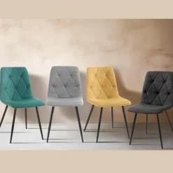 Viadurini Living Moderne Stühle-4 Esszimmerstühle aus pflegeleichtem Stoff und Metallbeinen - Ligurien