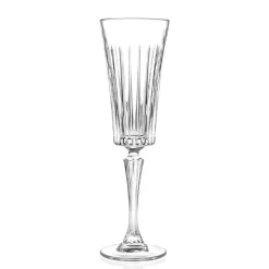 Viadurini Kitchen Italienisches Kristallgeschirr-12 Flötengläser für Sekt mit linearen Schnitten in Öko-Kristall - Senzatempo