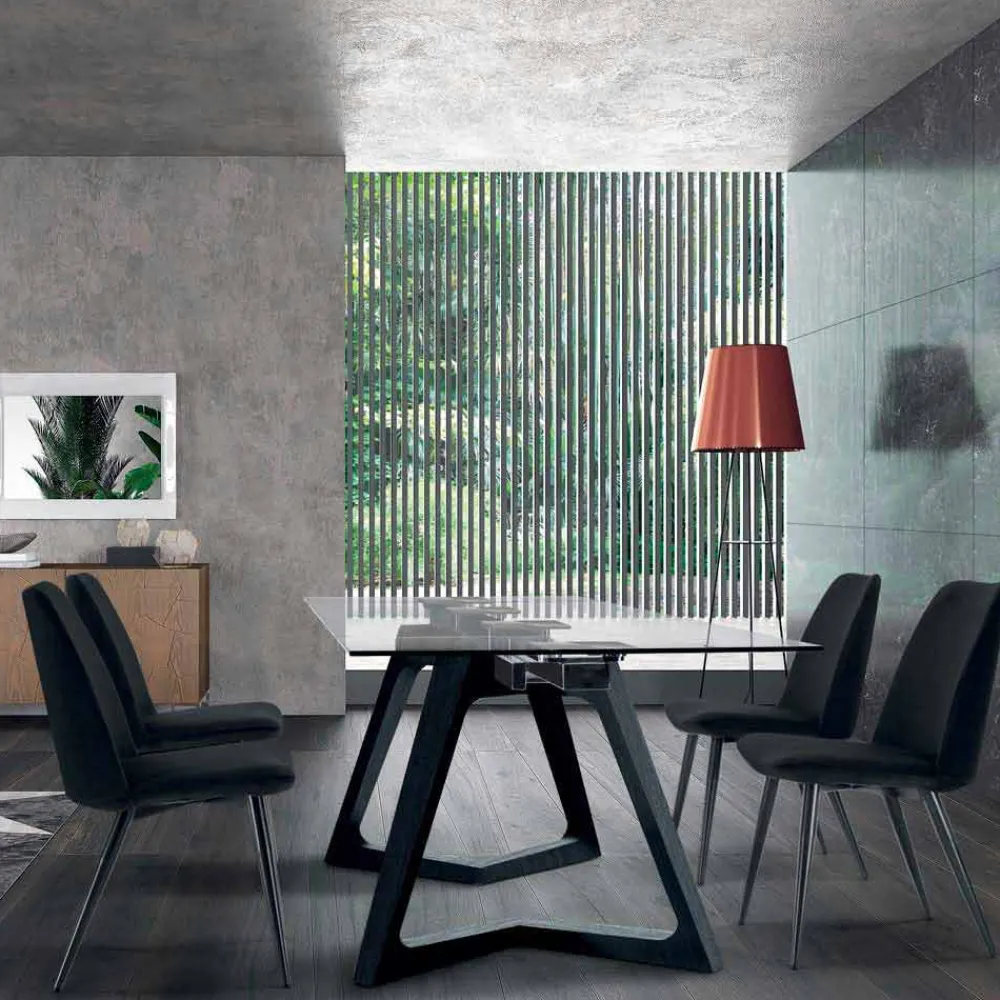 Viadurini Living Moderne Stühle-4 gepolsterte Esszimmerstühle mit Samtbezug, hergestellt in Italien – Granella