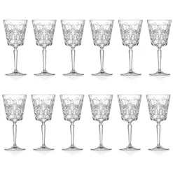 Viadurini Kitchen Italienisches Kristallgeschirr-12 Gläser für Wasser-, Getränke- oder Cocktaildesign in dekoriertem Öko-Kristall - Destino