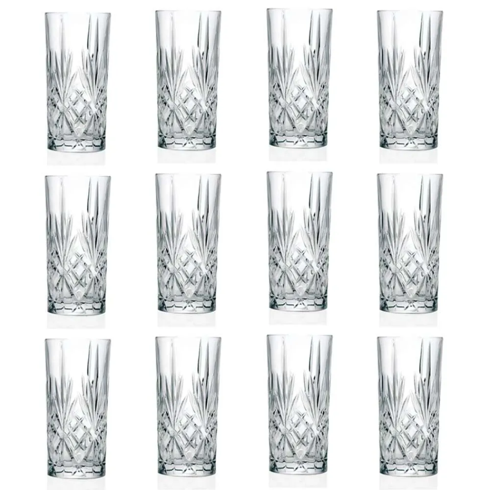 Viadurini Kitchen Italienisches Kristallgeschirr-12 Gläser, High Tumbler, Highball für Cocktail in Eco Crystal - Cantabile