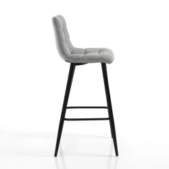 Viadurini Living Küchenhocker-2 Hocker aus hellgrauem Stoff und Metall – Kupfer