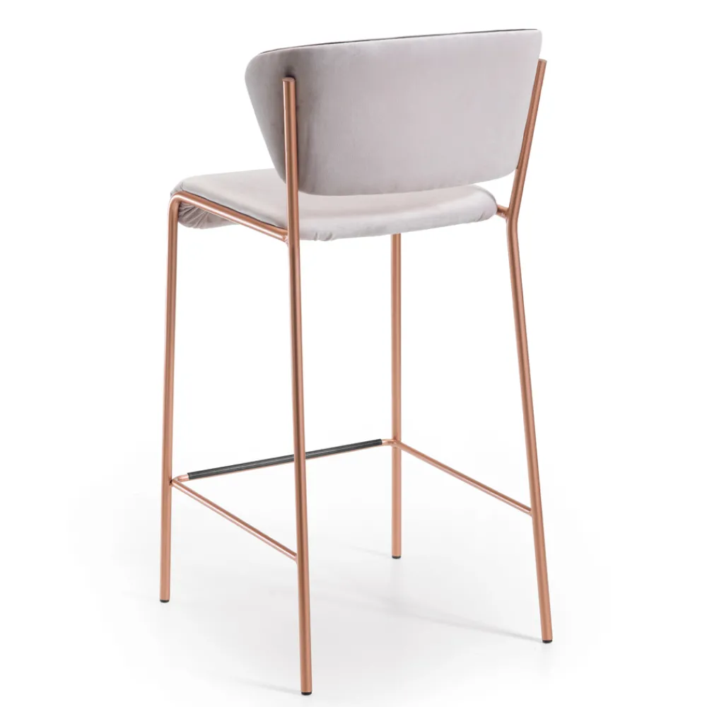 Viadurini Living Küchenhocker-2 Hocker aus Perlmutt-Samtstoff und roségoldenen Beinen, hergestellt in Italien – Schmetterling