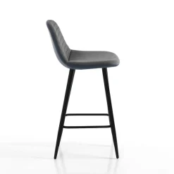 Viadurini Living Küchenhocker-2 Hocker aus Stoff mit Samteffekt in Altgrau – Biscia