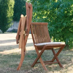 Viadurini in the Garden Gartenstühle Holz-2 klappbare Gartenstühle aus Teakholz