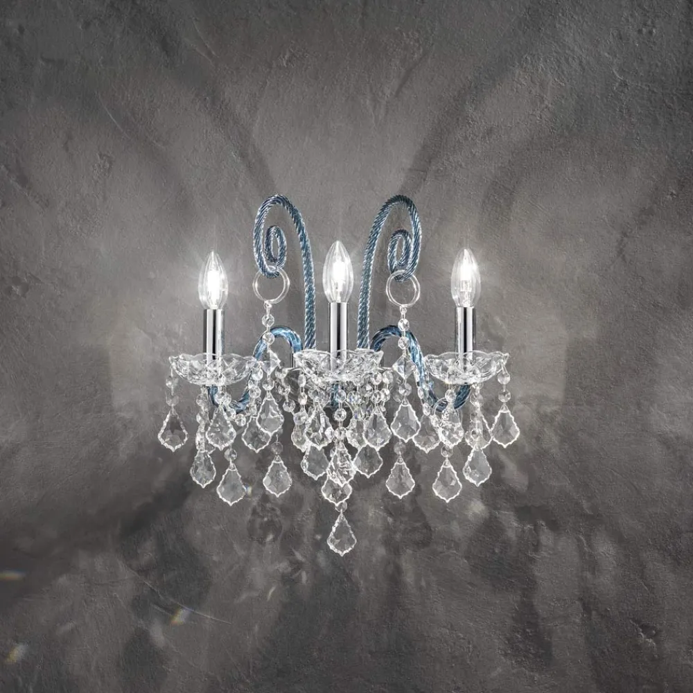 Viadurini Lighting Klassische Wandleuchten-3 Lichter Artisan Glaswandlampe von Venedig Made in Italy - Florentiner