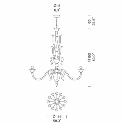 Viadurini Lighting Klassische Kronleuchter-12 Lichter Venedig Glas Kronleuchter Handgefertigt in Italien - Agustina