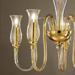 Viadurini Lighting Klassische Kronleuchter-5 Lichter Venezianischer Glas Kronleuchter Handgefertigt in Italien - Vittoria