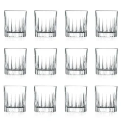 Viadurini Kitchen Italienisches Kristallgeschirr-12 Likörgläser aus Öko-Kristall mit linearen Designdekorationen - Senzatempo