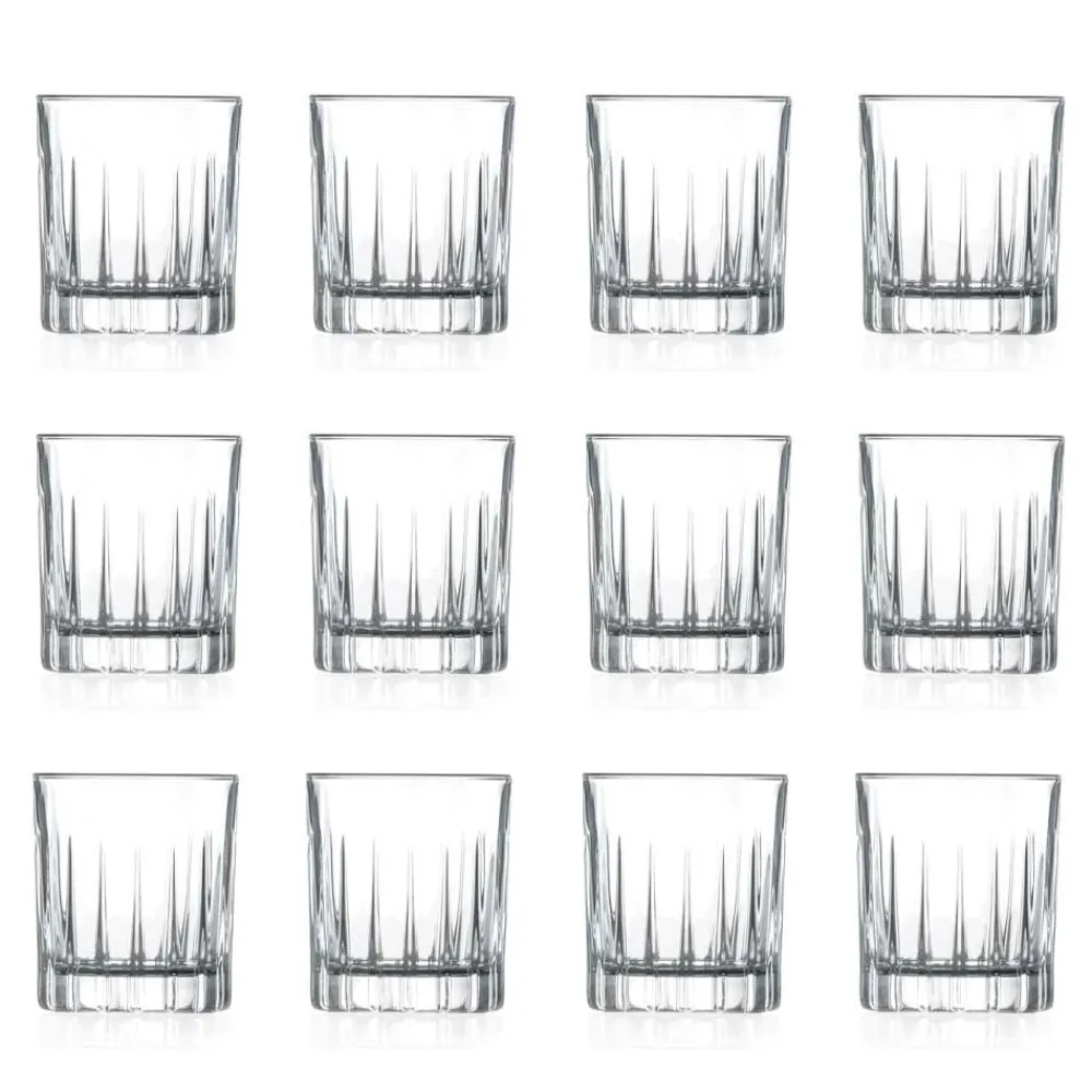 Viadurini Kitchen Italienisches Kristallgeschirr-12 Likörgläser aus Öko-Kristall mit linearen Designdekorationen - Senzatempo
