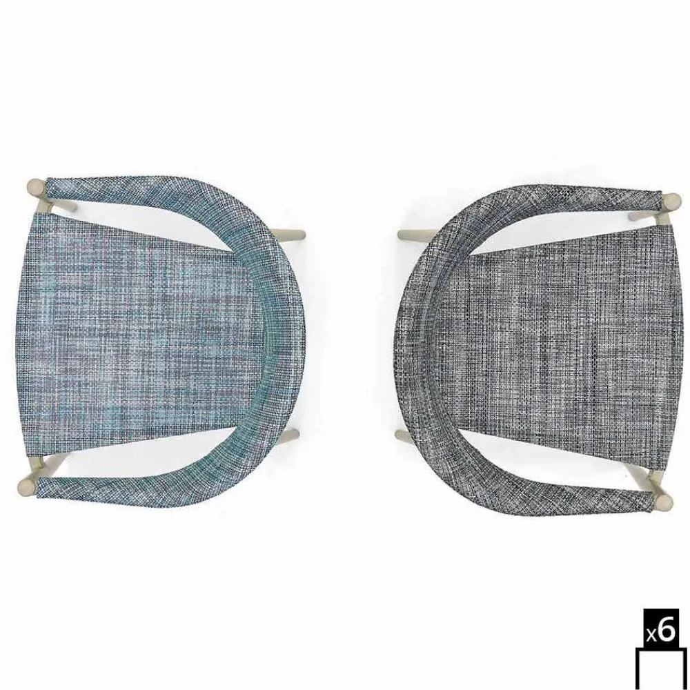 Varaschin Holzsessel|Moderne Sessel-6 Loungestühle Clever Set