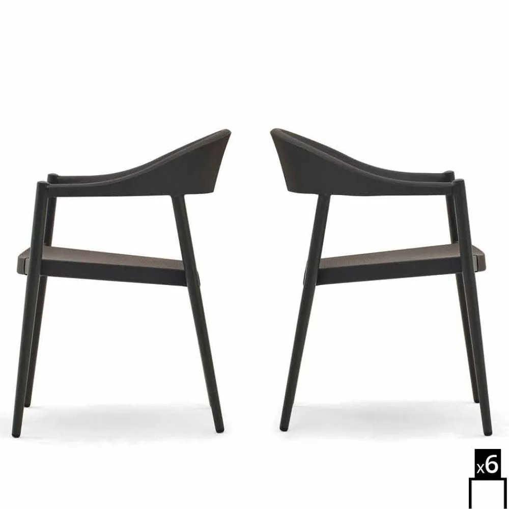 Varaschin Holzsessel|Moderne Sessel-6 Loungestühle Clever Set