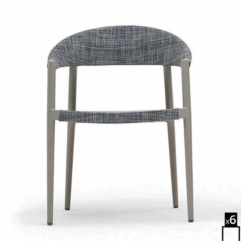 Varaschin Holzsessel|Moderne Sessel-6 Loungestühle Clever Set