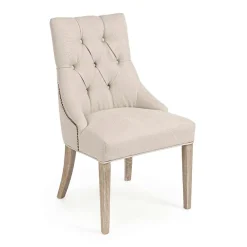 Viadurini Living Moderne Stühle-2 moderne Leinenstühle mit Eichenholzstruktur Homemotion - Barna