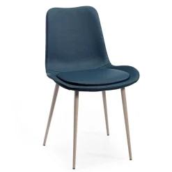 Viadurini Living Design Stühle-2 Monocoque-Stühle aus Holz und blauem Stoff, hergestellt in Italien – klein