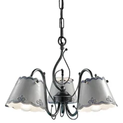 Ferroluce Vintage Kronleuchter-3- oder 5-flammiger Keramik-Kronleuchter mit handbemaltem Stickeffekt – Ravenna