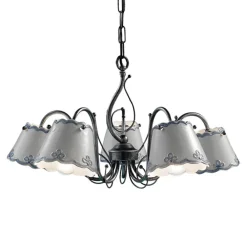 Ferroluce Vintage Kronleuchter-3- oder 5-flammiger Keramik-Kronleuchter mit handbemaltem Stickeffekt – Ravenna